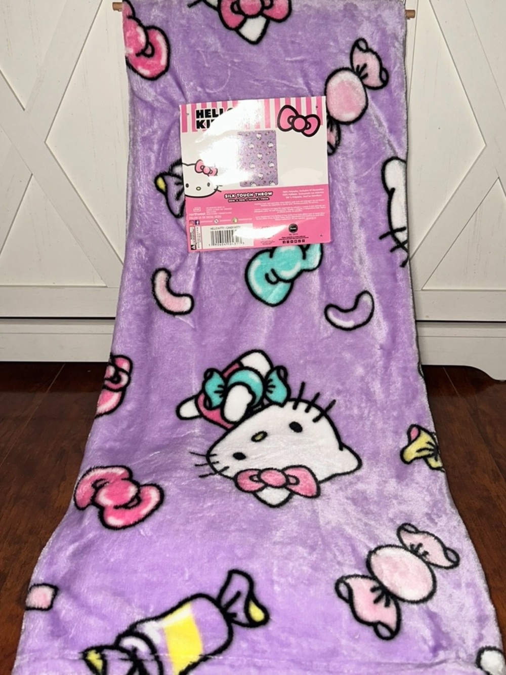 Hello Kitty Purple Candy Plush Throw Blanket